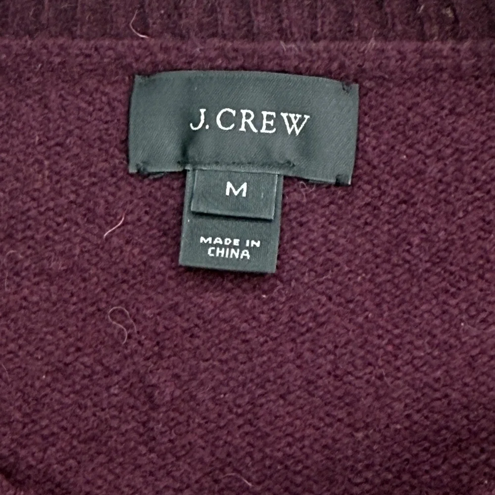 J. Crew Sweater Mens M Tan Maroon Colorblock Lambswool Crewneck Knit